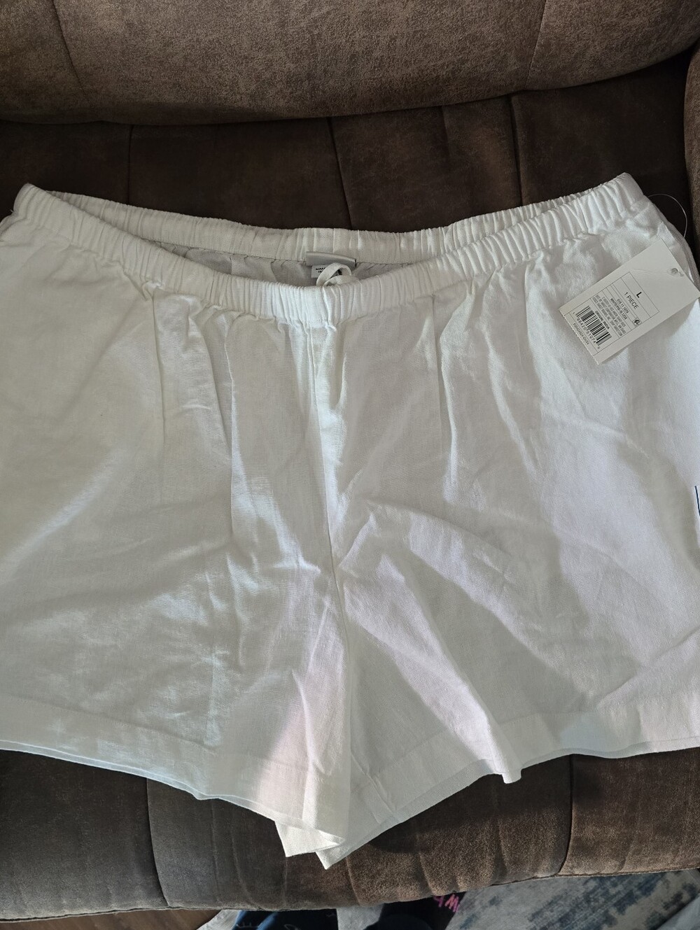 Women's White Elastic-Waist Casual Linen Shorts, Size L, A New Day #NWT #Linen